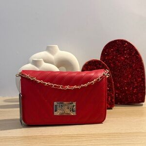 Studio Bartley Mishka Vibrant Red Quilted Crossbody Bag